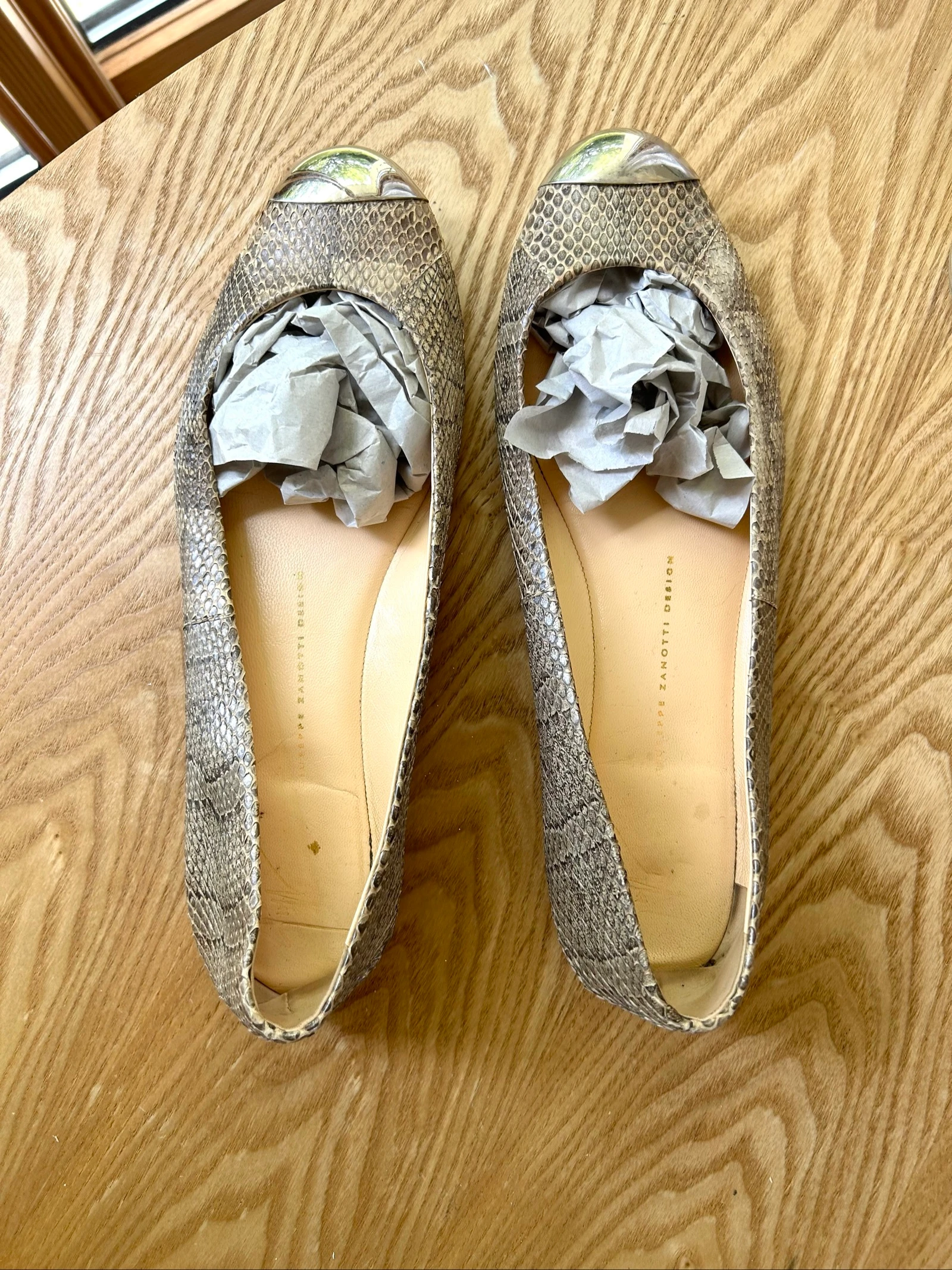 Ballerines en cuir véritable imprimé serpent bout argenté Pointure 41 Giuseppe Zanotti – photo 9